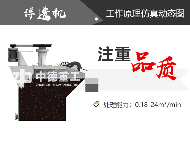 右側(cè)旋轉(zhuǎn)的小扇頁就是浮選機的刮板，漂浮的礦物泡沫由此被刮走